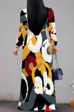 Snake Print Elegant Geometric Print Lace Up Contrast V Neck Printed Dresses