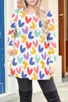 White Casual Print Patchwork O Neck T-Shirts