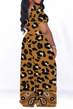 White Casual Leopard Print Polka Dot Contrast O Neck Short Sleeve Two Pieces