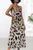Leopard Print Casual Polka Dot V Neck Printed Dresses