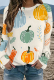 Light Blue Casual Street Graffiti Print Contrast O Neck Tops
