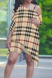 Pink Orange Casual Print Irregular Oblique Collar Plus Size Two Pieces
