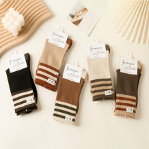 Khaki Daily Stripe Patchwork Sock