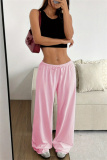 Khaki Casual Solid Color Basic Regular Mid Waist Conventional Solid Color Trousers