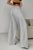Khaki Casual Solid Color Basic Regular Mid Waist Conventional Solid Color Trousers