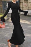 White Elegant Solid Color Patchwork Ruched V Neck Irregular Dresses