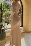White Elegant Solid Color Patchwork Ruched V Neck Irregular Dresses