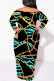 Red Sexy Floral Print Leopard Contrast Off Shoulder Printed Plus Size Dresses(No Belt)