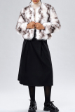Light Brown Street Patchwork Cardigan Collar Outerwear
