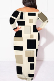 Leopard Print Sexy Geometric Print Polka Dot Leopard Contrast Off Shoulder Printed Plus Size Dresses(No Belt)