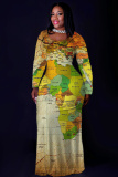 Leopard Print Casual Print Basic O Neck Long Plus Size Dresses