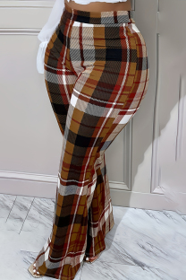 Khaki Casual Geometric Print Patchwork Plus Size