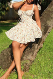 Multicolor Casual Floral Print Backless Spaghetti Strap Sleeveless Dresses