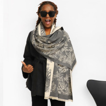 Grey Casual Daily Jacquard Tassel Scarf