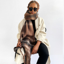 Light Coffee Casual Daily Plaid Tassel Scarf