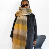 Green Yellow Casual Daily Plaid Tassel Scarf
