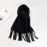 Royal Blue Casual Daily Solid Color Tassel Scarf