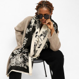 Red Casual Daily Jacquard Tassel Scarf