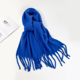 Royal Blue Casual Daily Solid Color Tassel Scarf