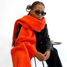 Tangerine Red Casual Daily Solid Color Tassel Scarf