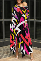 Colour Casual Street Striped Print The stars Leopard Irregular O Neck Irregular Dresses