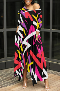 Colour Casual Street Striped Print The stars Leopard Irregular O Neck Irregular Dresses