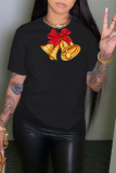 White Casual Street Bow printing O Neck T-Shirts
