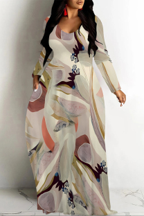 Multicolor Casual Street Floral Print Pocket Contrast V Neck Printed Dresses