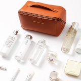 Brown Waterproof Travel Cosmetic Bag With Dividers And Handle
