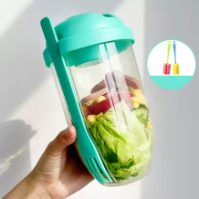 Green Salad Meal Shaker Cup With Fork For Cups