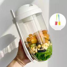 White Salad Meal Shaker Cup With Fork For Cups
