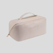 Apricot Waterproof Travel Cosmetic Bag With Dividers And Handle
