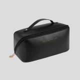 Brown Waterproof Travel Cosmetic Bag With Dividers And Handle
