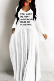 Yellow Casual Letter Print Basic V Neck Long Dresses