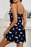 Yellow White Daily Print Patchwork Sleepwear