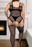 Black Sexy Living Solid Hollowed Out See-through Backless Lingerie