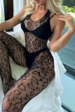 Black Sexy Solid See-through Backless Lingerie