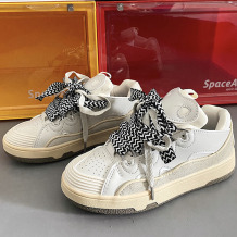 Cream White Casual Daily Patchwork Round Comfortable Out Door Shoes
