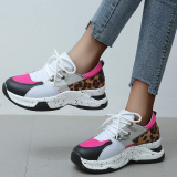 Leopard Print Casual Sportswear Patchwork Belted Contrast Round Comfortable Out Door Shoes
