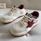 Red Casual Patchwork Contrast Round Out Door Shoes
