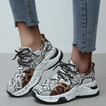 Snake Print Casual Sportswear Patchwork Belted Contrast Round Comfortable Out Door Shoes