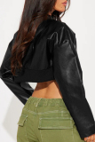 Black Daily Letters Patchwork Zipper Zipper Collar Outerwear