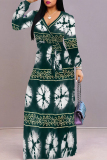 Light Color Daily Elegant Floral Print Lace Up Contrast V Neck Printed Dresses