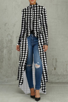 Black And White Casual Print Patchwork Zipper Zipper Collar Irregular Dresses