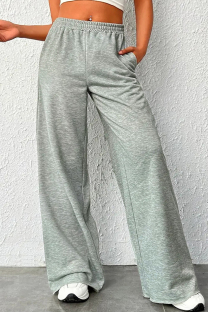 Light Gray Casual Solid Color Pocket Patchwork Plus Size 