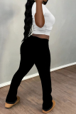 White Black Casual Street Solid Color Contrast O Neck Short Sleeve Two Pieces