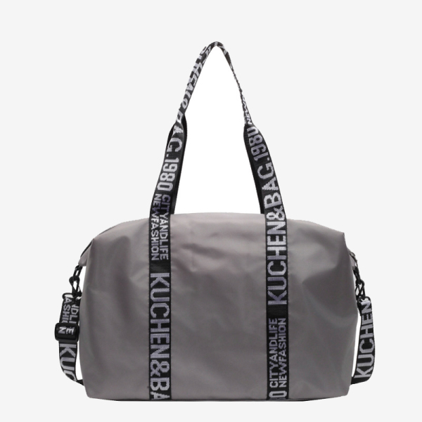 Grey Casual Sportswear Letters Patchwork Zipper Bags