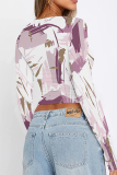 Leopard Print Casual Street Geometric Print Leopard Contrast O Neck Tops