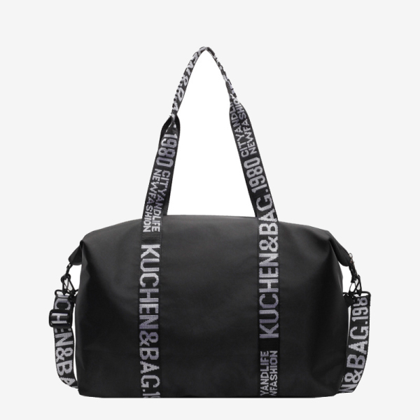 Black Casual Sportswear Letters Patchwork Zipper Bags