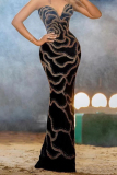 Ink Green Sexy Sequins Patchwork Backless Zipper Strapless Long Dresses
